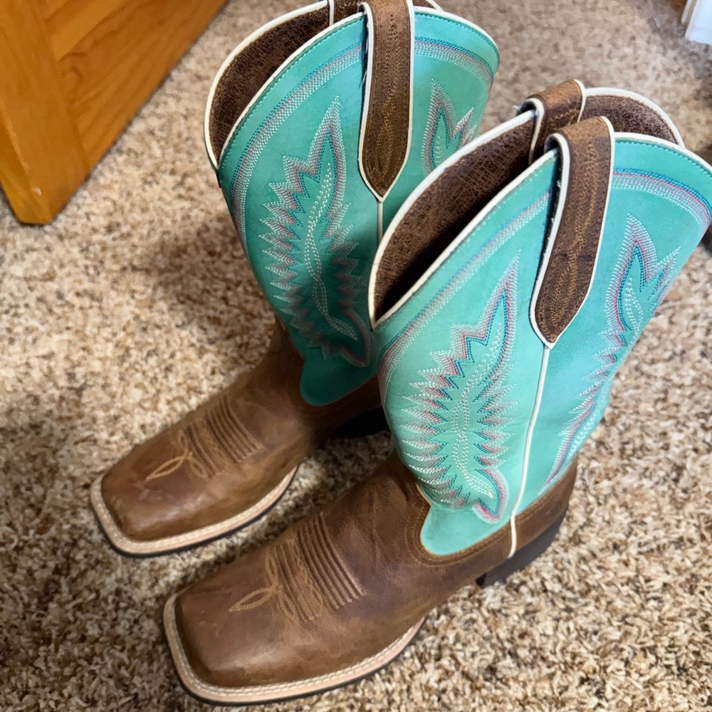 Ariat Brown and Turquoise Ankle Boots